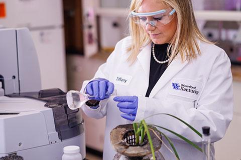 dr. messer working in the hydrology lab